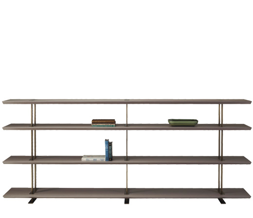 Cora is a wooden modular bookcase with bronze details, from Promemoria's Indigo Tales collection | Promemoria