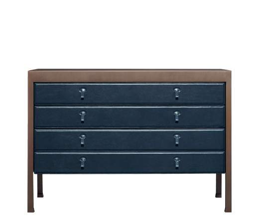 Gong is a bronze chest of drawers covered in fabric or leather from Promemoria's catalogue | Promemoria