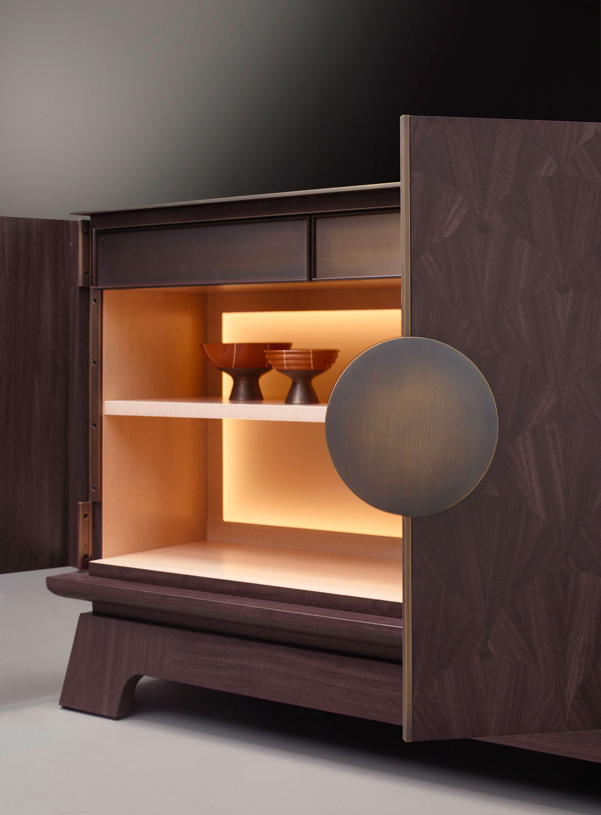 La Belle Aurore is a wooden cabinet with bronze details, from Promemoria's catalogue | Promemoria