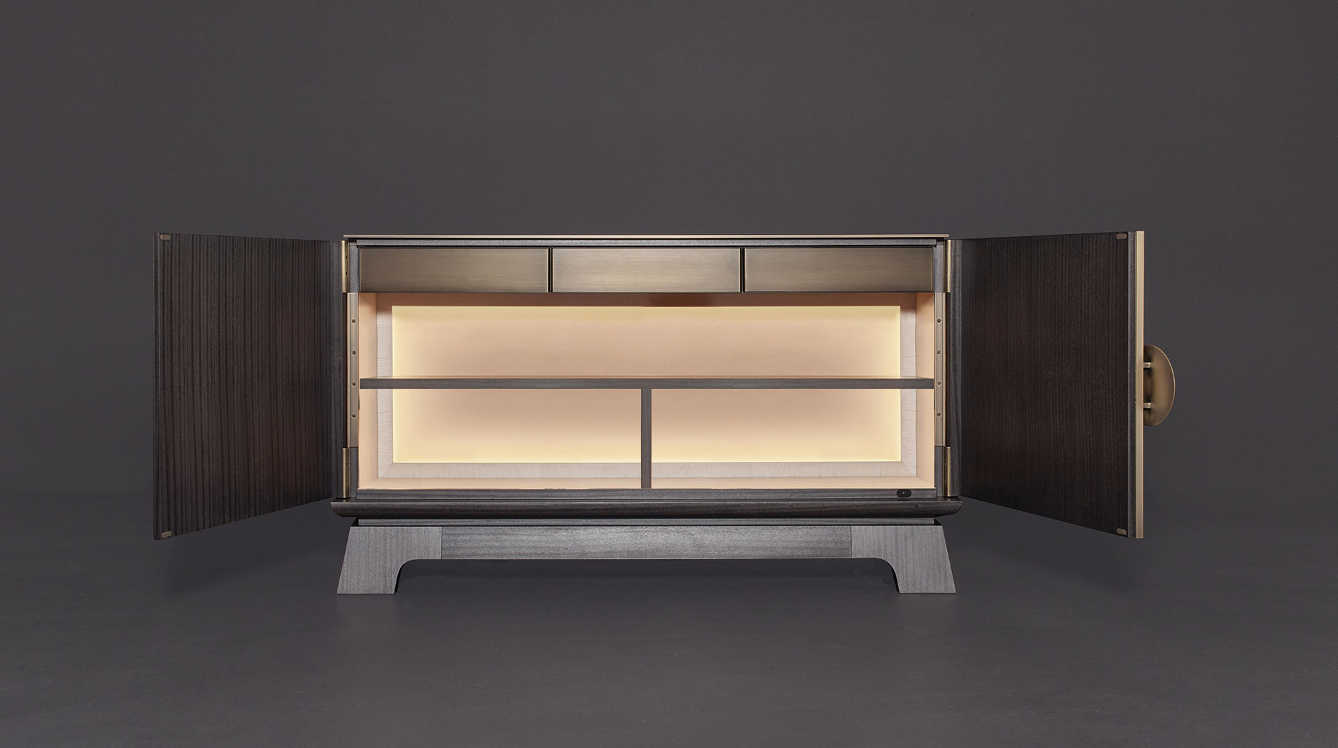 La Belle Aurore is a wooden cabinet with bronze details, from Promemoria's catalogue | Promemoria