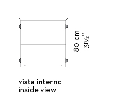 Dimensions of Amarcord, a wooden modular cabinet with doors and buit-in or bronze handles from the Promemoria's catalogue | Promemoria