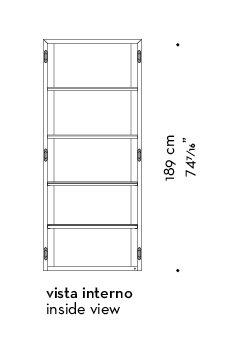 Dimensions of Amarcord, a wooden modular cabinet with doors and buit-in or bronze handles from the Promemoria's catalogue | Promemoria