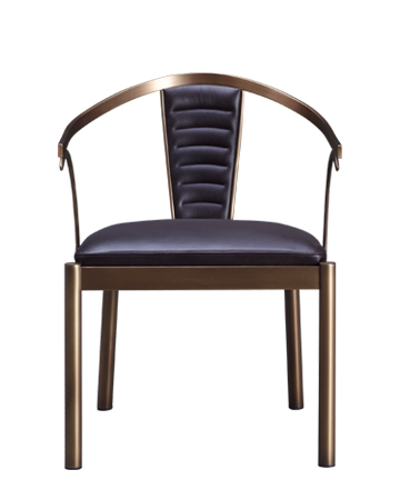 Jasmine is a bronze dining chair with armrests covered in leather, from Promemoria's catalogue | Promemoria
