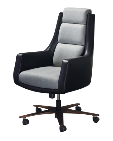 Kate is an office chair with a metal base covered in leather and fabric, from Promemoria's Amaranthine Tales collection | Promemoria