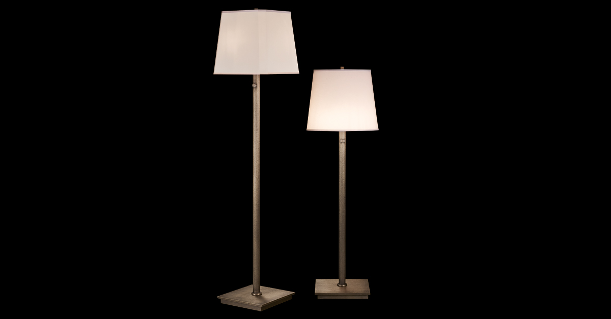 Cecile is a floor LED lamp with bronze structure, methacrylate diffusers and linen, cotton or silk with handmade edge lampshade, from Promemoria's catalogue | Promemoria