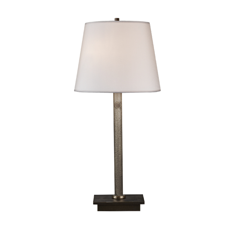 Cecile is a table LED lamp with bronze structure, linen, cotton or hand-broidered silk lampshade and methacrylate diffusers, from Promemoria's catalogue | Promemoria