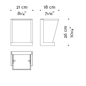 Dimensions of Colette, a wall LED lamp, in bronze, nickel or chrome, with a linen or cotton lampshade or handmade edge, from Promemoria's catalogue | Promemoria