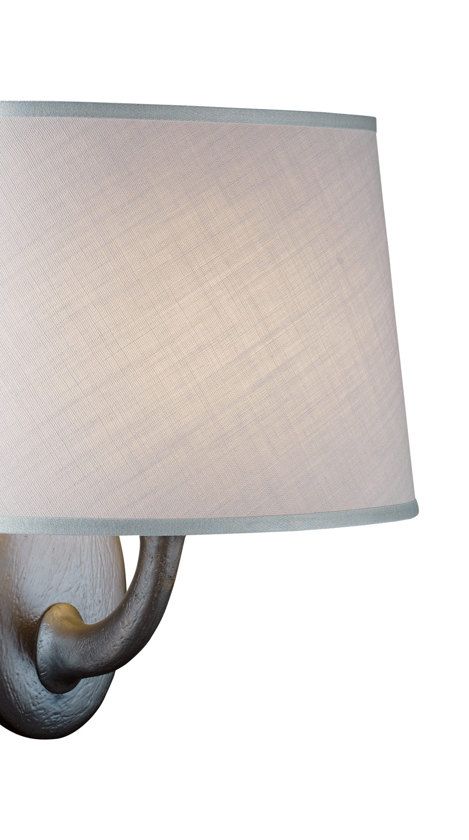 Detail of Françoise, a wall bronze LED lamp with a linen or cotton lampshade or with handmade edge, from Promemoria's catalogue | Promemoria