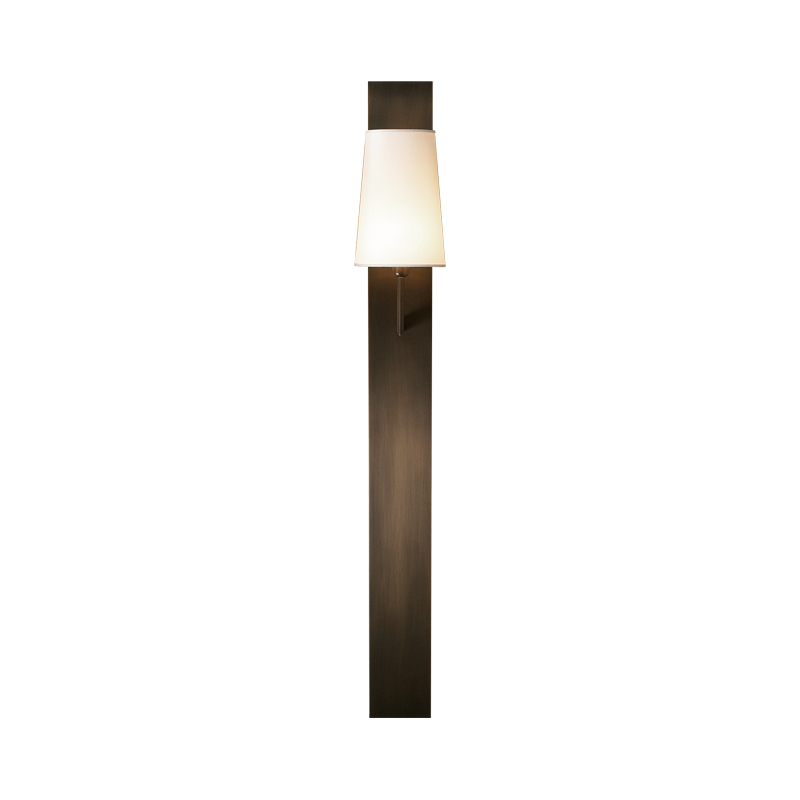 Rosa is a wall bronze LED lamp with a linen, cotton or silk lampshade with handmade edge, from Promemoria's catalogue | Promemoria