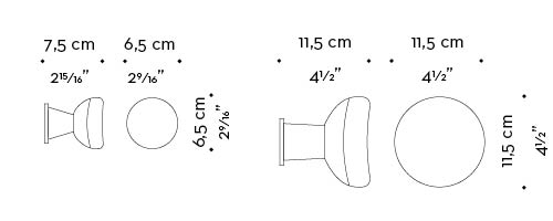 Dimensions of Bottone, a fabric, leather or wooden wall hanger shaped like a button, from Promemoria's catalogue | Promemoria