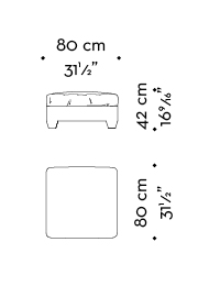 Dimensions of Augusto, a pouf covered in leather or fabric, from Promemoria's catalogue | Promemoria