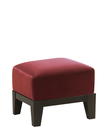 Aziza is a wooden pouf with a cushion covered in fabric or leather, from Promemoria's catalogue | Promemoria