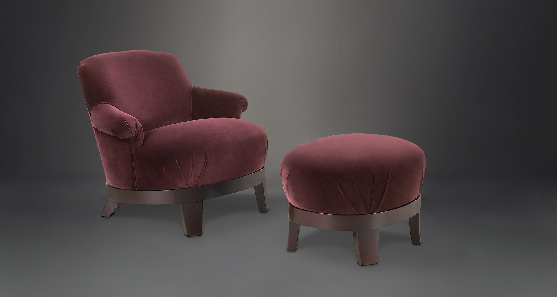 Gacy is a wooden pouf covered in fabric or leather, from Promemoria's catalogue | Promemoria