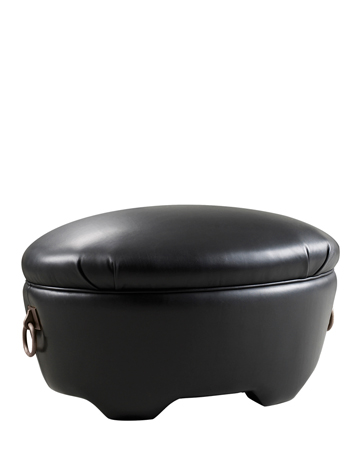 Gioconda is a pouf covered in fabric or leather with bronze handles, from Promemoria's catalogue | Promemoria