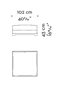 Dimensions of Wanda, a wooden pouf covered in fabric, from Promemoria's catalogue | Promemoria