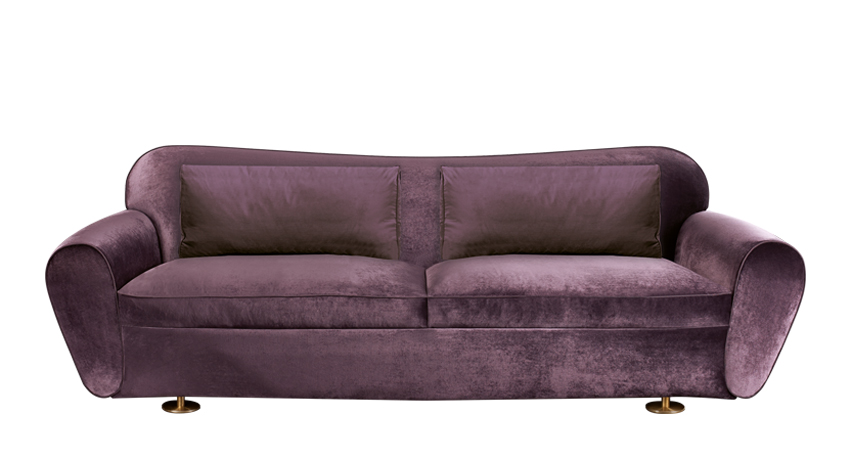 Artù沙发以织物包衬，并设有铜质沙发脚，请参见Promemoria产品目录|Promemoria