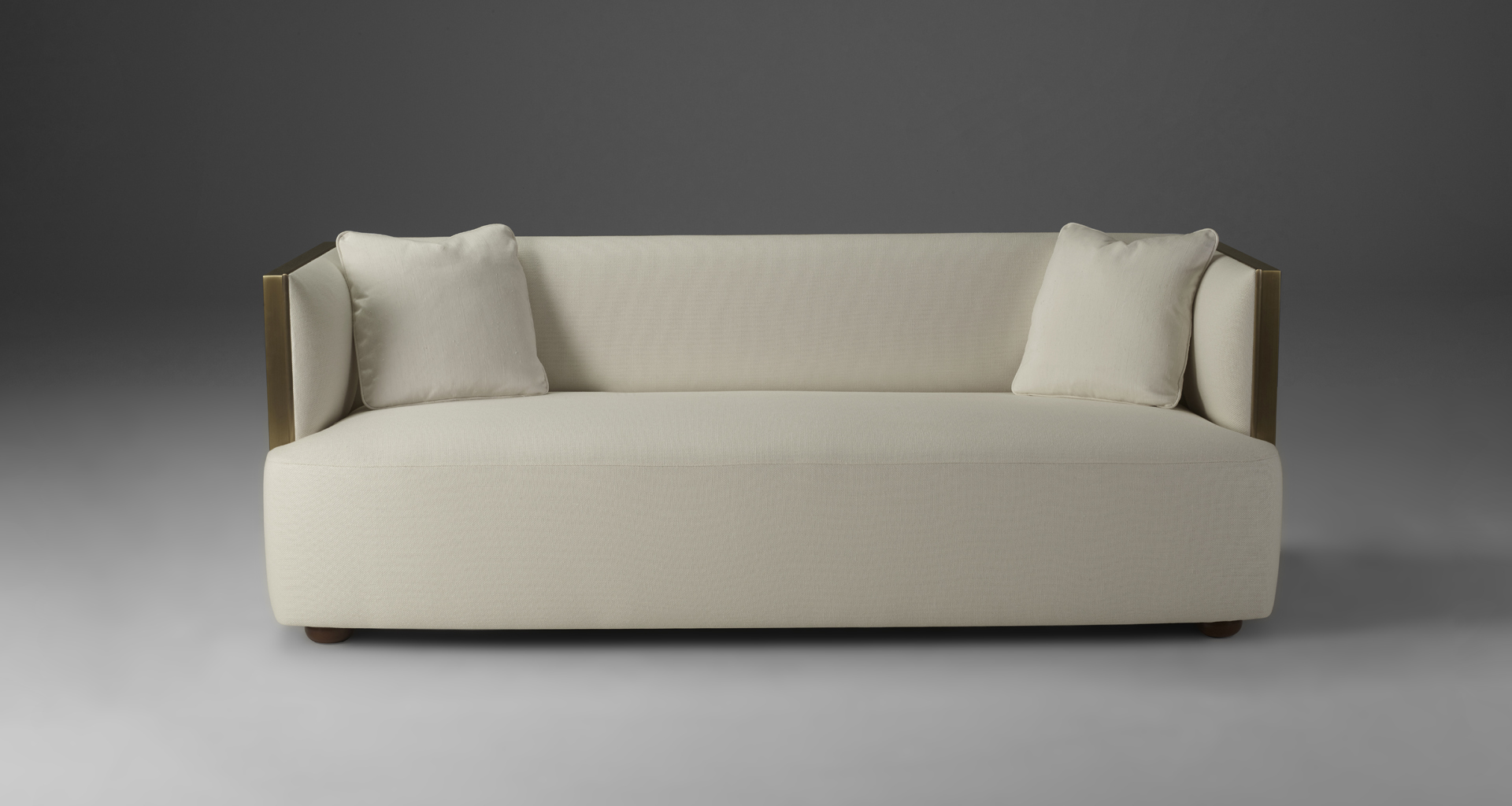 Boccaccio is a bronze sofa covered in fabric or leather, from Promemoria's catalogue | Promemoria