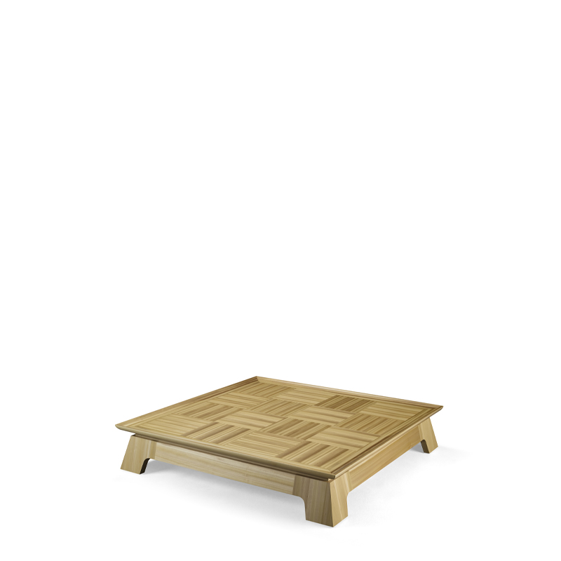 Plenilune is an impressive wooden coffee table available with leather, bronze or marble top interior, from Promemoria's catalogue | Promemoria