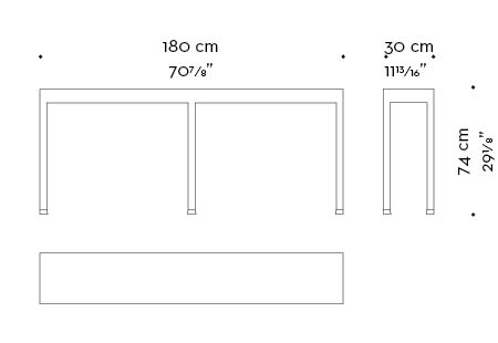 Dimensions of Gong, a bronze console from Promemoria's catalogue | Promemoria