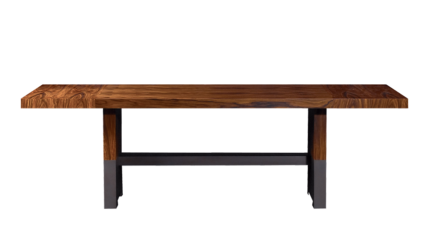 Bamboo is a wooden dining table with a bronze base, from Promemoria's catalogue | Promemoria