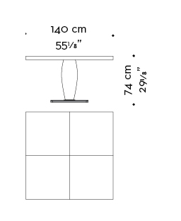 Dimensions of rectangular Bassano, an impressive wooden dining table with a bronze base available with inlaid top, from Promemoria's catalogue | Promemoria
