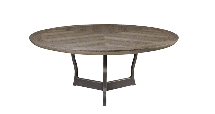 Erasmo青铜餐桌配有实木或皮革桌面，请参见Promemoria产品目录 | Promemoria