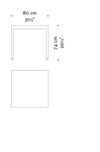 Dimensions of Gong, a bronze dining table, from Promemoria's catalogue | Promemoria