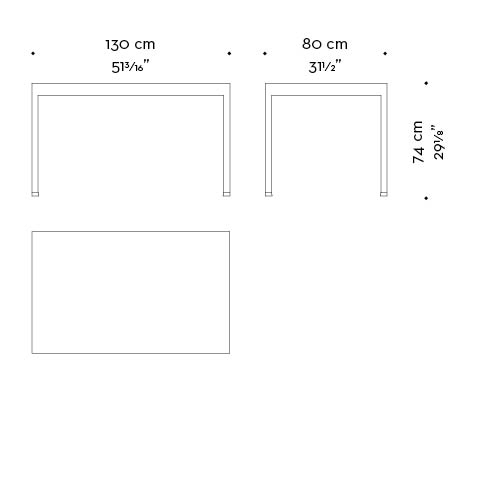 Dimensions of Gong, a bronze dining table, from Promemoria's catalogue | Promemoria
