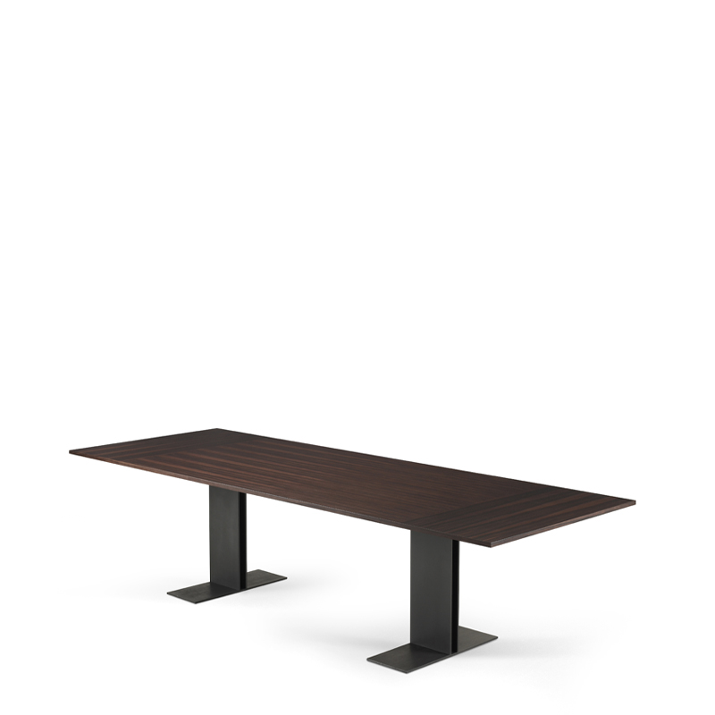 Manfred is a bronze dining table available with marble or inlaid wood top, from Promemoria's Fairy Tales collection | Promemoria