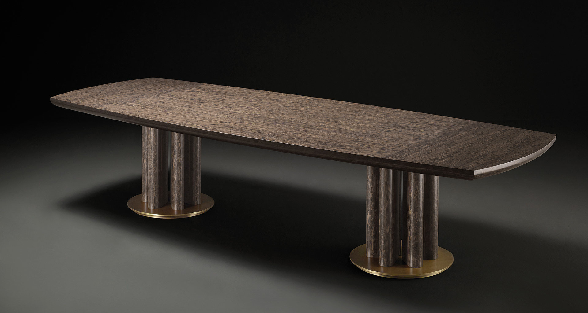 Orazio is a wooden and bronze dining table, from Promemoria's Amaranthine Tales collection | Promemoria