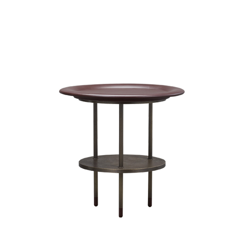 Alì Babà is a bronze small table with leather tray and feet, from Promemoria's Fairy Tales collection | Promemoria