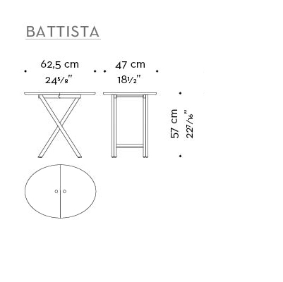 Dimensions of Battista, Battista New, wooden folding service tables that can be covered in leather, from Promemoria's catalogue | Promemoria